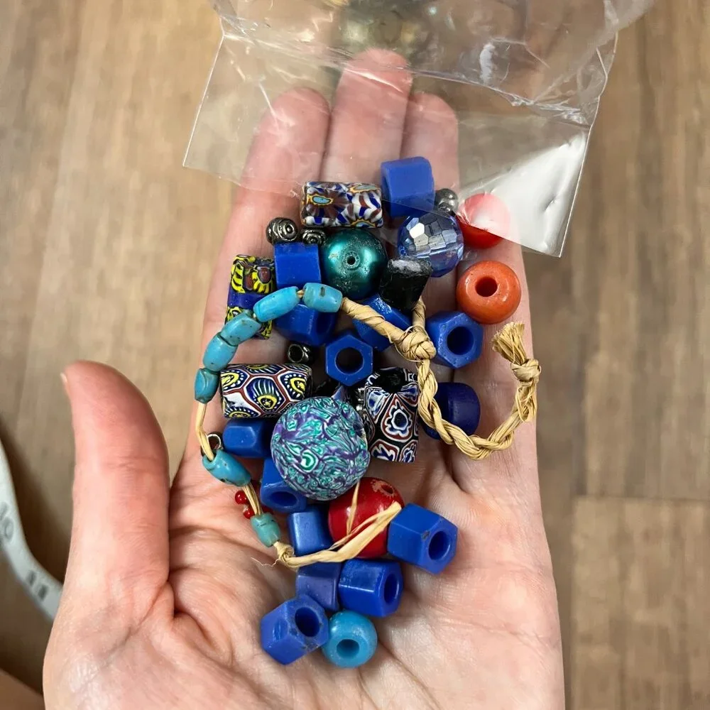 Bead Jewelry Making Craft Lot- Stone, Glass, Metal  Peruvian Necklace